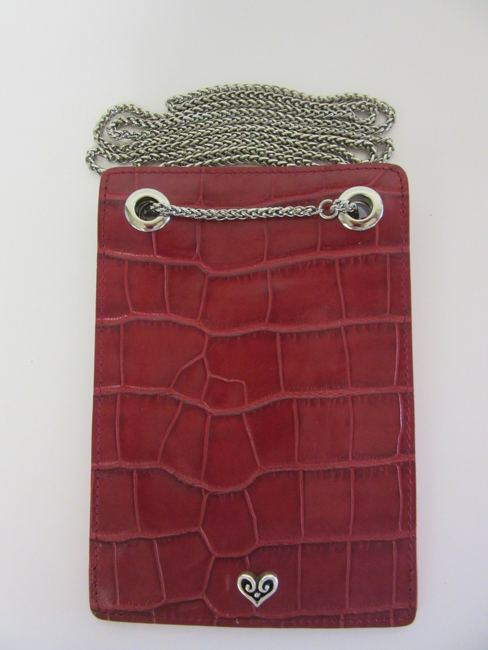 BRIGHTON Dark Red Croc Pattern Phone Organizer Crossbody-SS